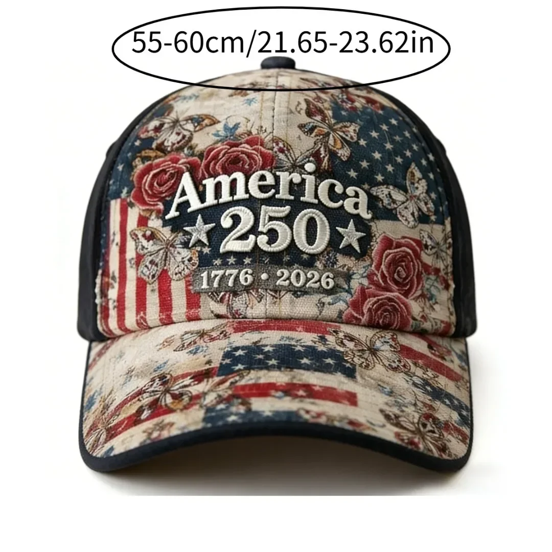 Customization 3D Floral Print Baseball Cap For The 250Th Anniversary, Stylish And Adaptable Unisex Design For Both Genders, Hats