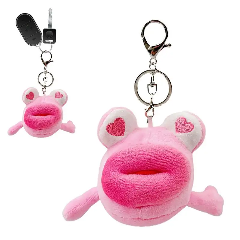 Frog Animal Stuffed Pendant Large Mouth Frog Plush Keychain Pendant Stuffed Keys Holder Organizer Women Bag Ornaments For School