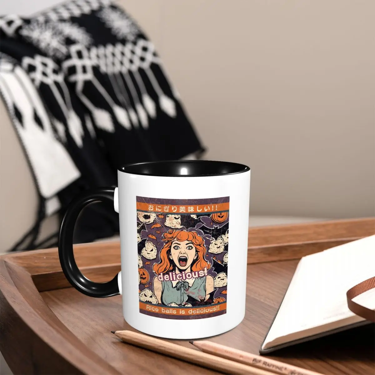 

Rice Balls Is Delicious! Halloween Girl Version Mug Funny Ceramic Coffee Cups Tea Mugs Milk Cup Drinkware Gifts for Friends