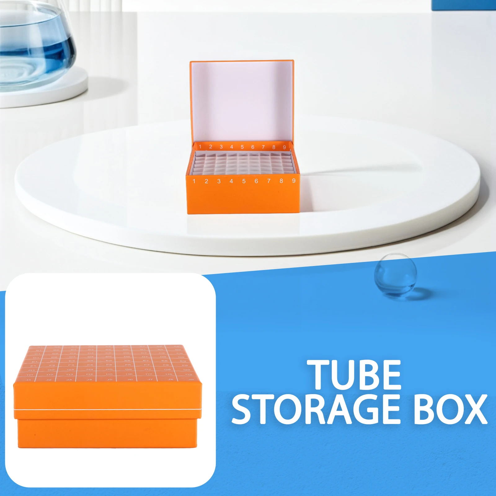 

81-Grid Test Tube Storage Box 1-5ml Sample Vials Cryotube Freezer Rack PP Material Tube Holder for Cell Use