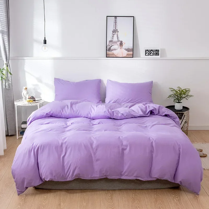 Solid Color Bedding Set Comforter Duvet Cover Bed Linens Single Double Queen King Quilt Cover with Pillowcases No Bed Sheets