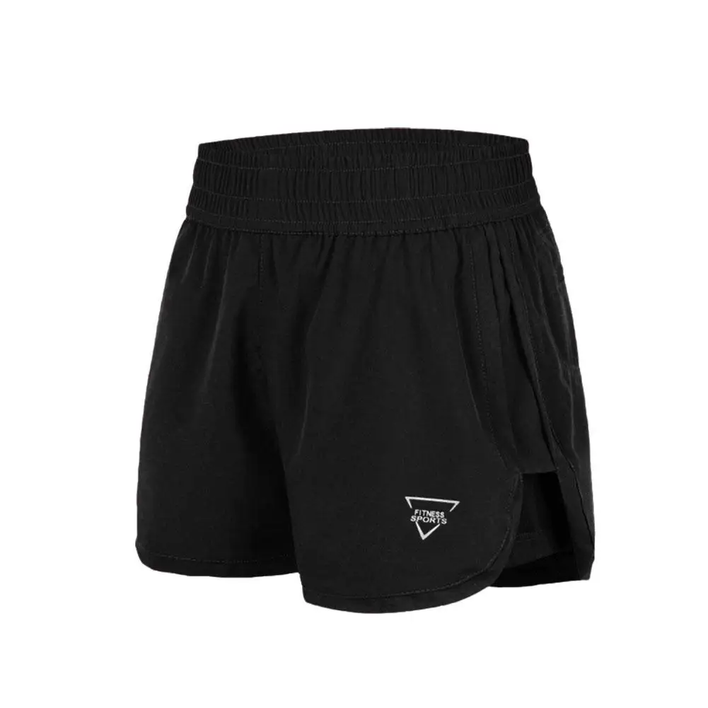 Pantalones cortos de secado rápido para correr para mujer, pantalones de Yoga dobles negros, pantalones cortos de entrenamiento, capa corta,