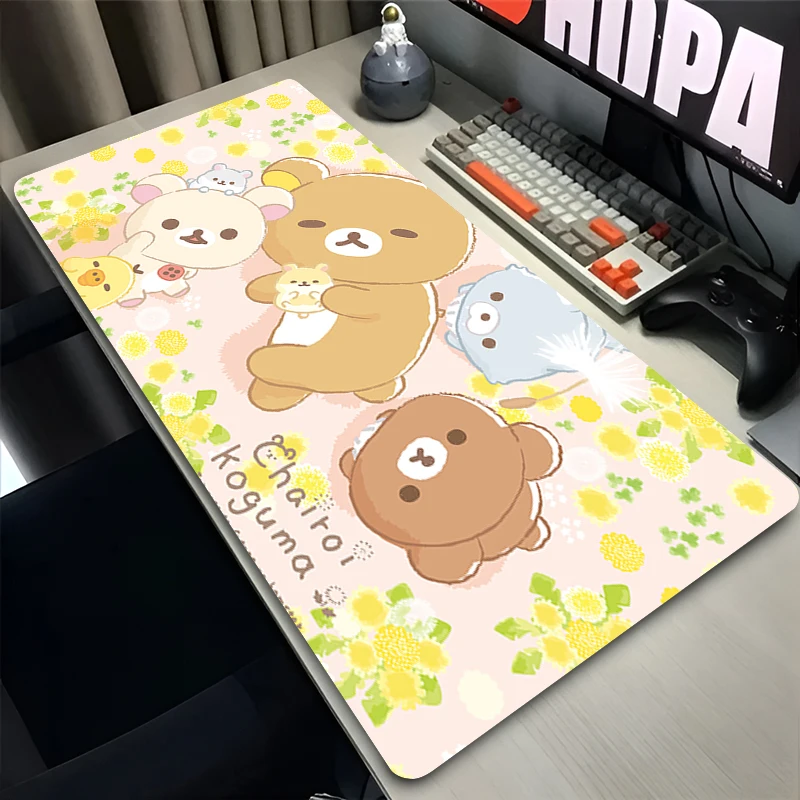 Mouse Pad Computer Gaming Accessories Kawaii Mousepad Rubber Cute Extended Desk Mat Laptop Gamer Keyboard Pad HD R-rilakkuma