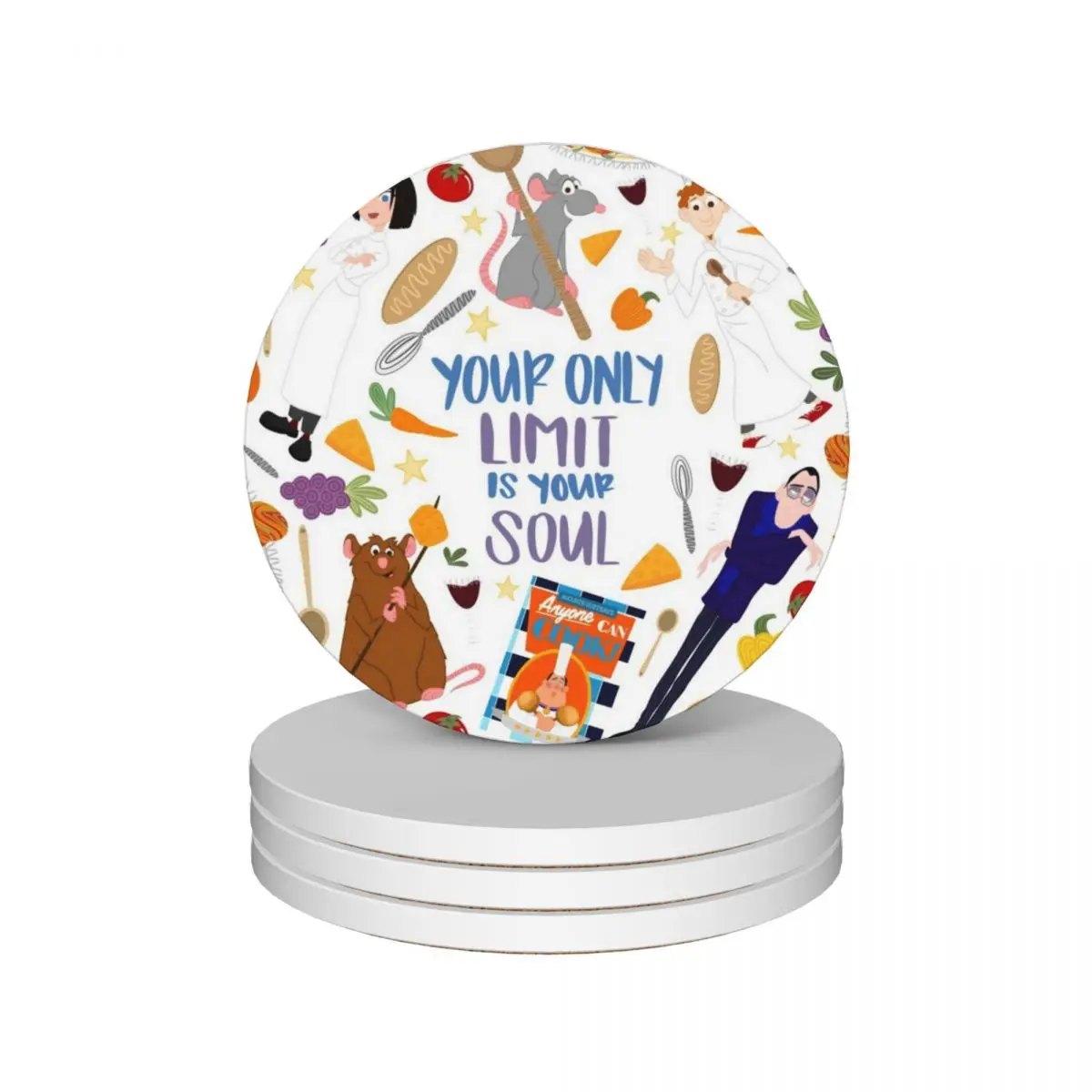 

Your Only Limit Is Your Soul Ceramic Coasters (Set of 4) anti slip cute kitchen supplies Coasters