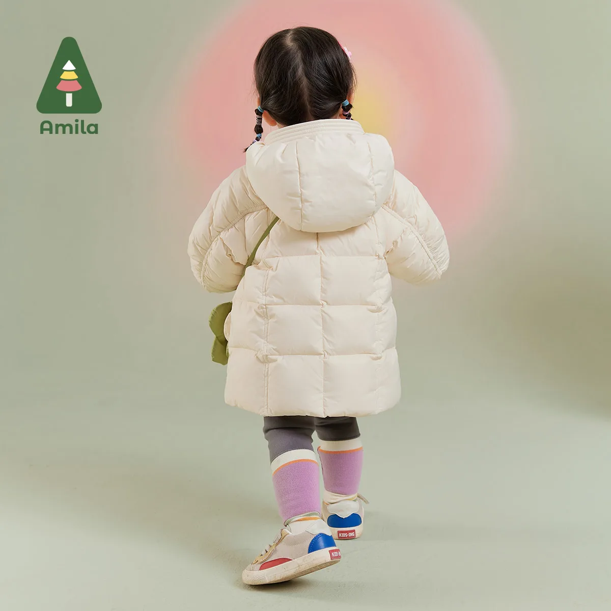 Amila Baby Girl Down Jacket 2024 Winter New Multicolour Hooded Fleecing Cute Extended Version Warm  Baby Clothing