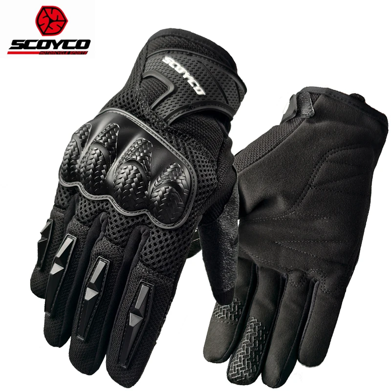 SCOYCO Motorcycle Riding Gloves Touch Screen Motorbike Glove Anti-skip Breathable Bike MBX MTB Cycling Gloves Knuckle Protecitve