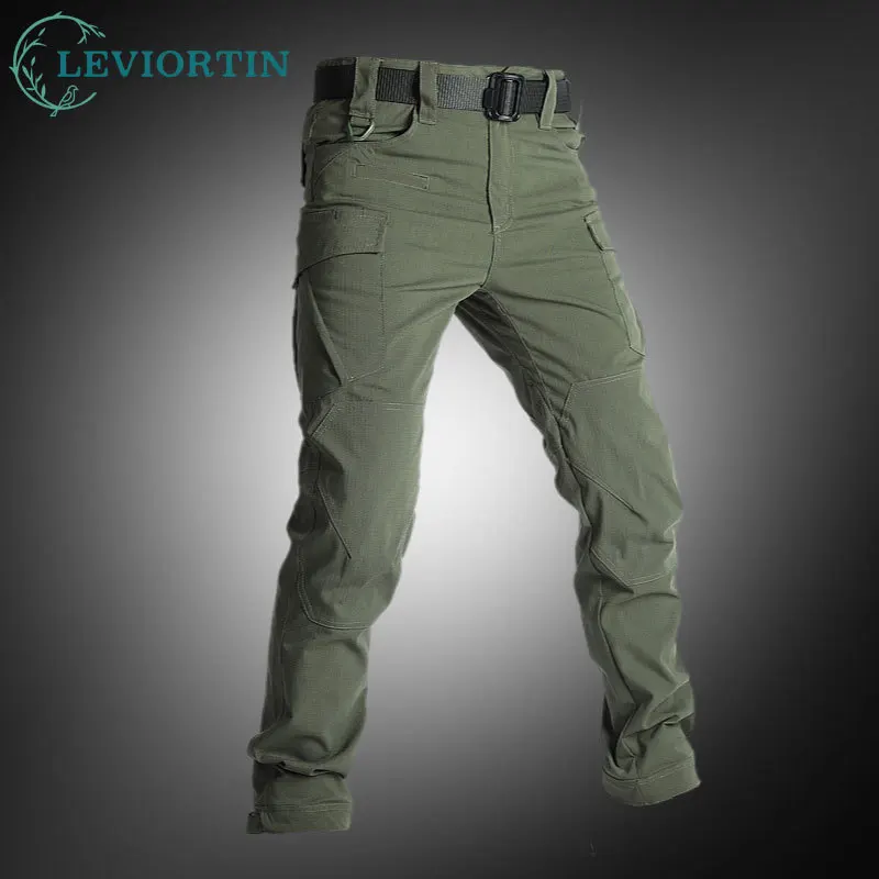 Men's OutdoorTactical Pants Elastic Summer Outdoor Work Pants Wear-resistant Waterproof Straight Leg Trousers Multiple Pockets