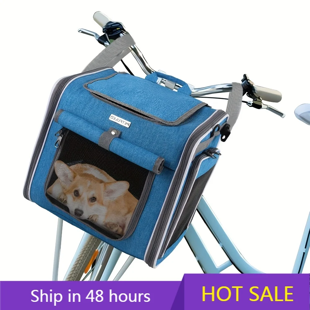 

POWER LEAPNew Dog and cat Bicycle Basket Large Capacity Medium and Small Pet Backpack Portable and Foldable Outdoor Pet Bicycl