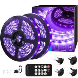 Kit de bande lumineuse noire LED, installation de lumière UV flexible, chambre familiale, fête de mariage et d'Halloween, noir et sombre, 360 LED, 12V, 5m