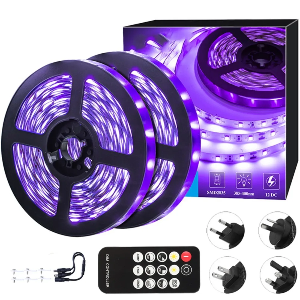 flexivel kit led light strip instalacao uv luz negra festa de quarto familiar casamento halloween dark party 360 led 12v 5m 01