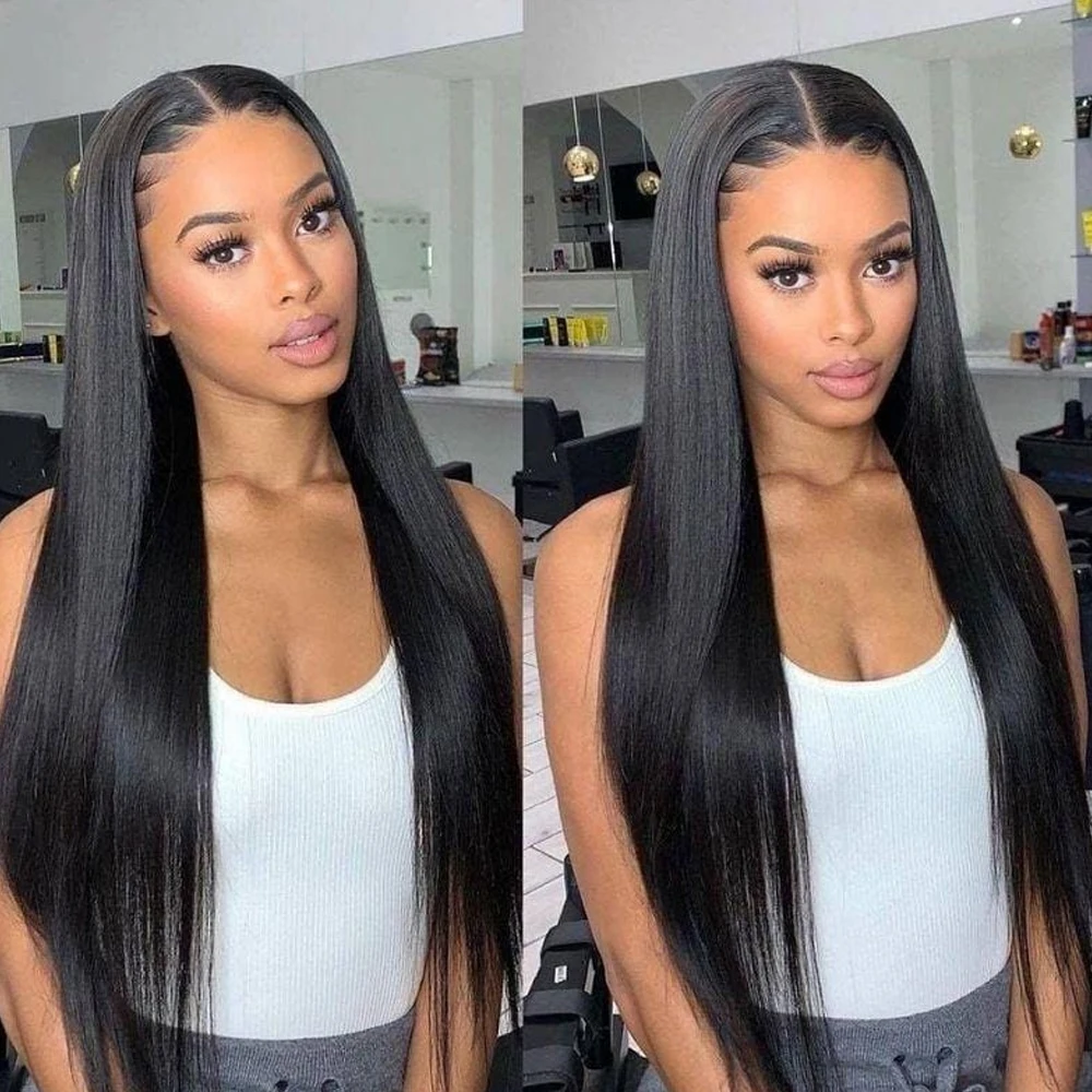 30 40 Inch 280 Density Bone Straight 13X6 Hd Lace Frontal Wig 13X4 Transparent Lace Front Pre Plucked 100% Human Hair For Women