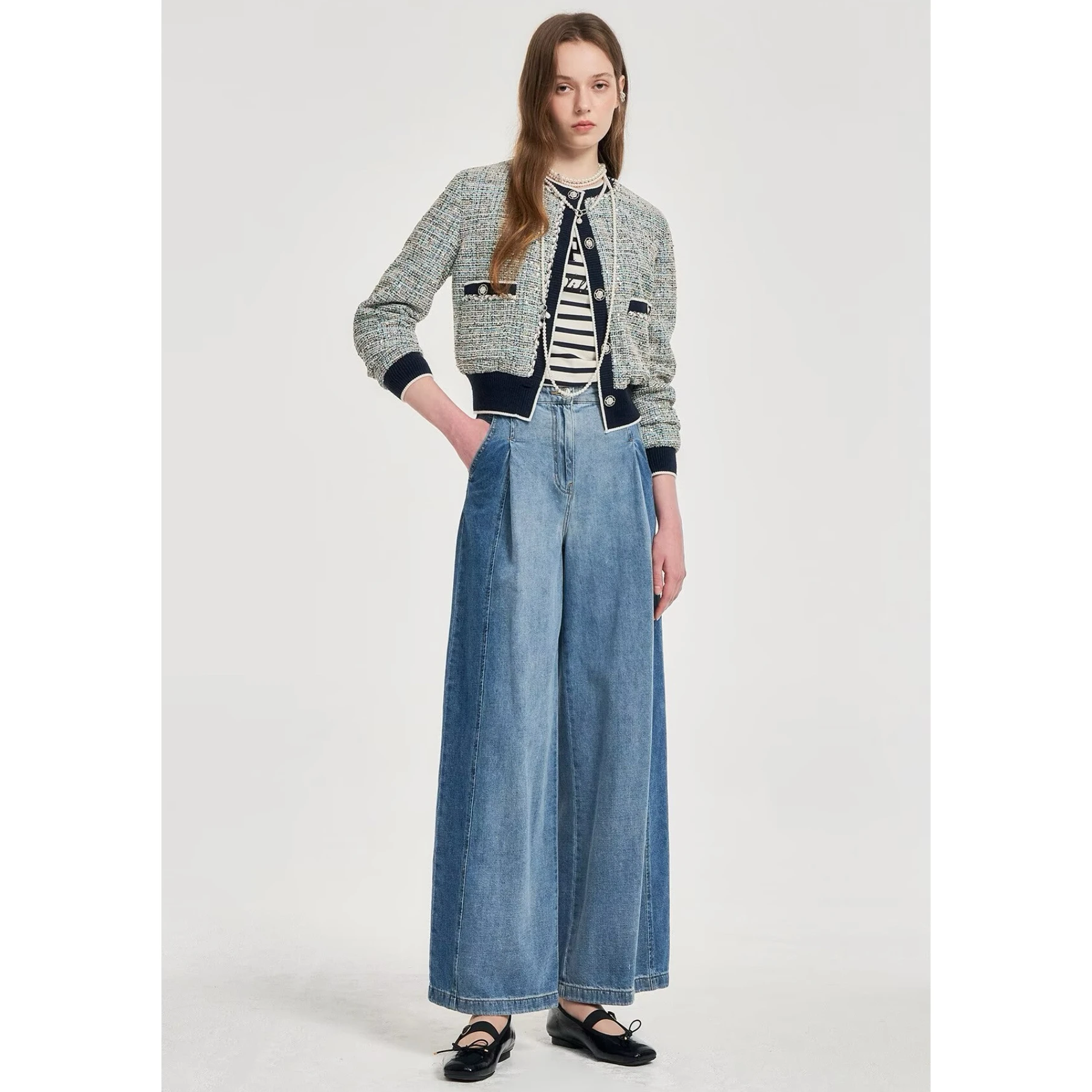 

OBZ25 Autumn Lemon Cheese Faionable round Ne Thiened Knit Floral Pattern Slimming ort Outerwear for Women