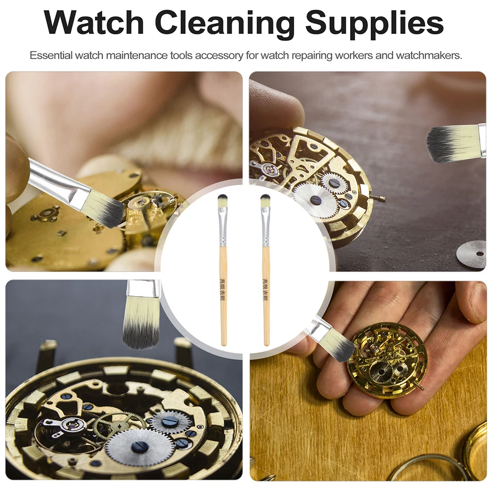 

2Pcs Watch Cleaning Brushes Soft Wooden Repair Tool for Watches Disassembly Razor Small Parts Cleaner Efficient Durable