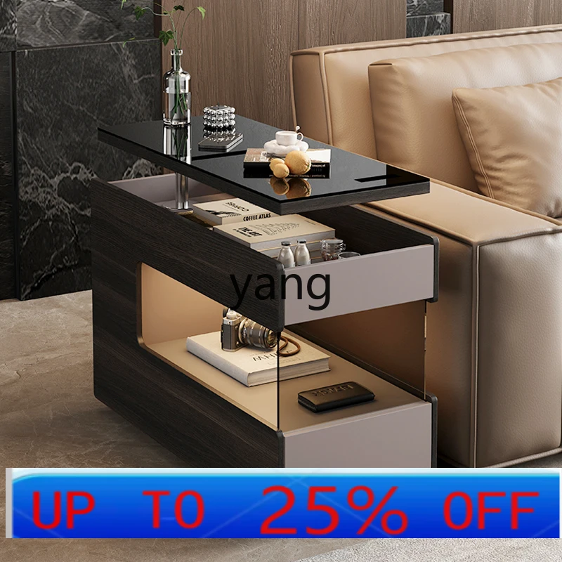 

LH Italian minimalist sofa side cabinet living room solid wood light luxury high-end sense side lift