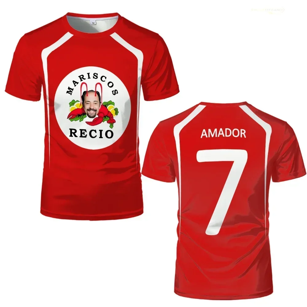 تي شيرت رجالي رياضي يسمح بالتهوية سريع الجفاف ماريسكوس ريسيو جيرسي هدية صيفية مضحكة للمأكولات البحرية الروبيان طباعة قميص كرة القدم #5