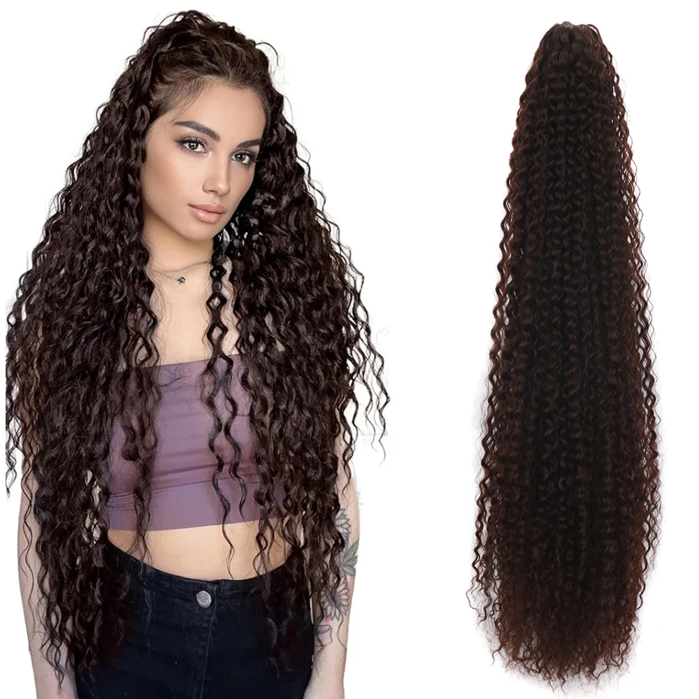 Extensiones de Cabello sintético con Clip de garra larga y rizada para mujer, pieza de cabello de cola de caballo resistente al calor, fiesta diaria, 24 pulgadas