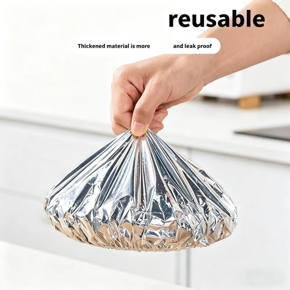 10/20Pcs New Thickened Aluminum Foil Covers Heat Resistant Elastic Edge Food Storage Covers Reusable Bowl Cover Universal