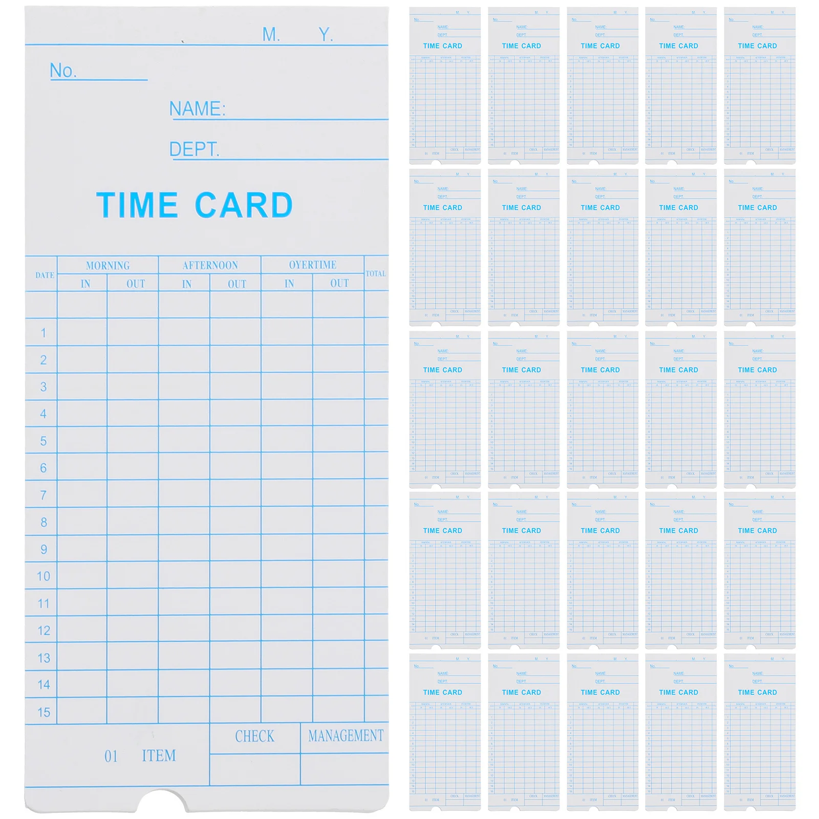 Feuille de cartes de temps de présence, 100 pièces, papier Double face, utilisation au bureau, cartes de poinçonnage hebdomadaires pratiques de haute qualité pour les employés