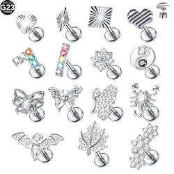 1/5PCS Titanium 16G Marquise CZ Leaf Cartilage Earring Stud Butterfly Helix Conch Flat Back Rook Tragus Lip Piercings Jewelry