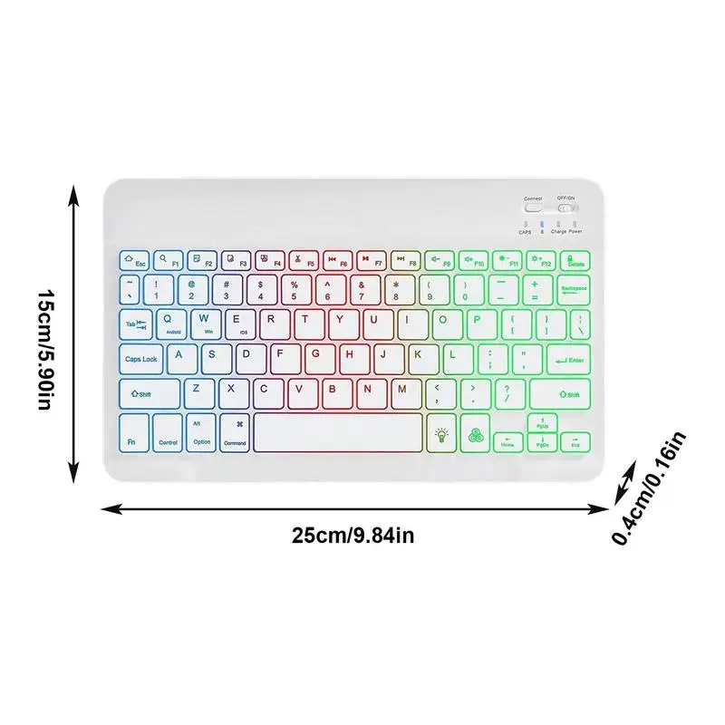 10 inch Tablet Keyboard Portable Wireless Keyboard Ultra-Slim Colorful Multi-Device Keyboard for PC Tablet Computer Cell Phone