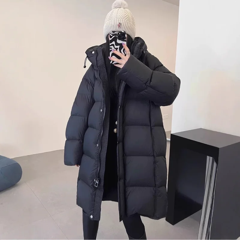 Piumino da donna 2025 Autunno/Inverno Nuovo stile di media lunghezza dimagrante opaco Cappotto ispessito versatile alla moda