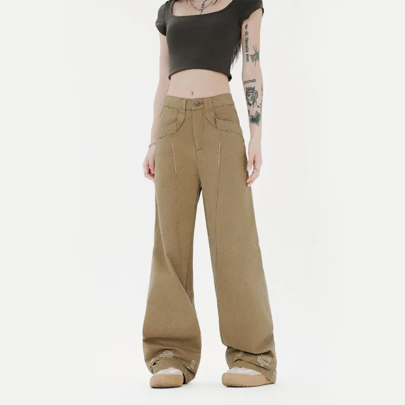 OU FL – pantalon Cargo 100 coton pour femme, vêtement de marque tendance, Vintage, Baggy, Staraight, Y2k, automne