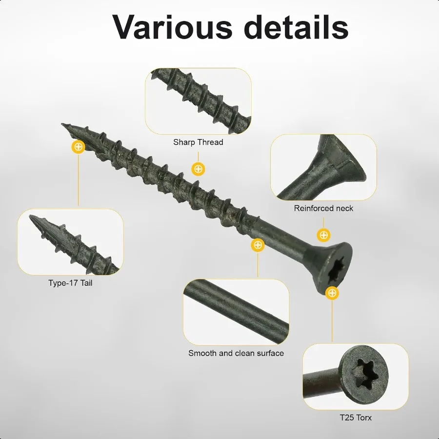 Viti da piano 8 x 2 Viti per legno a testa piatta T25 Star Torx Drive Verde 5 libbre