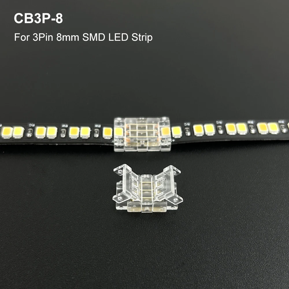 COB LED-Lichtstreifen Transparenter Lötfreier Hutverbinder L-förmige Kristallschnalle Geeignet für 5mm 8mm 10mm 2PIN 3PIN 4PIN – Detail 11