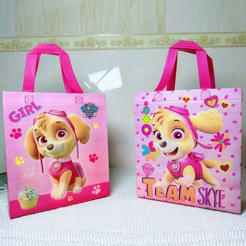 Paw Patrol Cartoon Tote Bag Gifts Anime Figures Chase Skye Cute Marshall Non-woven Shoulder Bags Kids Birthday Party Bags Gifts