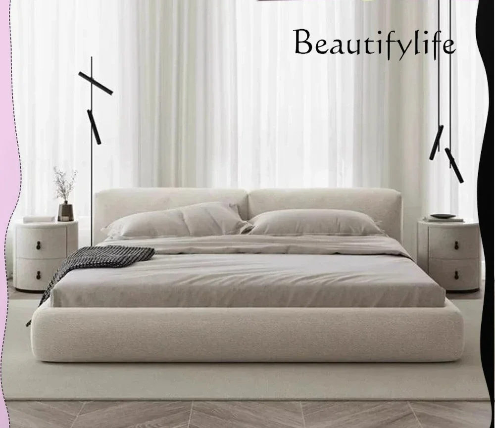 

N49 H Fancy White Minimalist Bed Frames Upholstered Nightstands French Modern Bed Lounge Sleeping Muebles Para El Hogar Home Fur