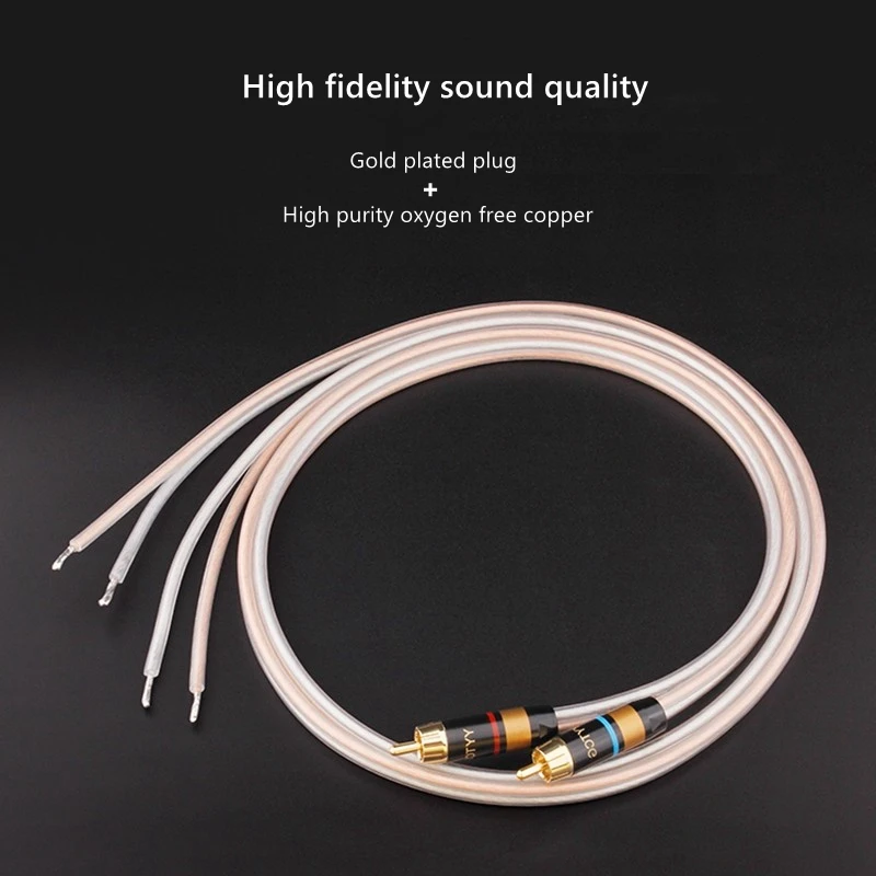 OFC RCA Lotus Head to Bare Wire Audio Speaker Cable Subwoofer Connected to Satellite Box 2.1 Main Auxiliary Speaker Aux Cable