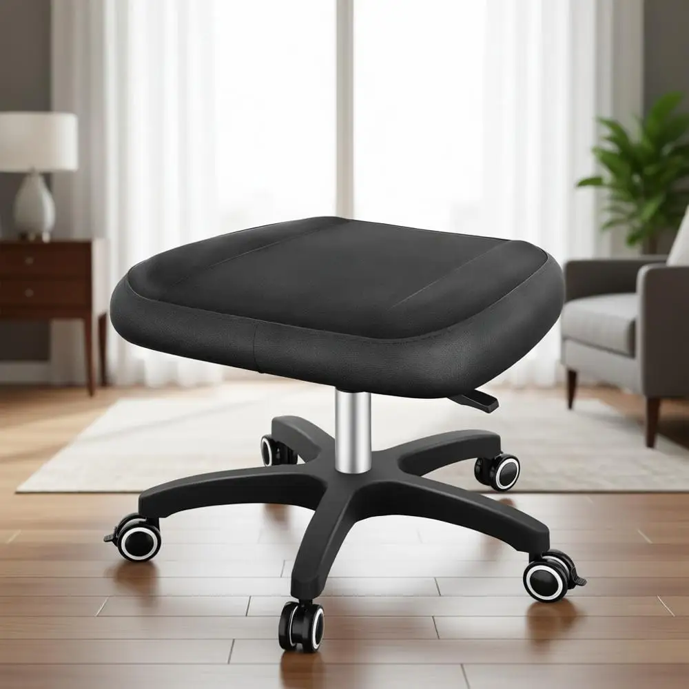 

Регулируемый по высоте поворотный стул с фиксируемыми колесиками, подставка для ног, офисное и игровое кресло - черный