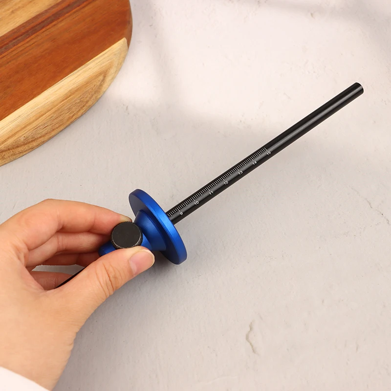 Blue Aluminum Alloy Precision Wheel Marking Gauge Woodworking Scriber With Inch&MM Scales DIY For Perfect Parallel Line Drawing