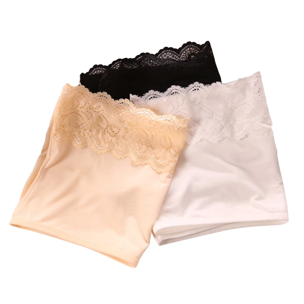 3 Pcs Skin Color Tube Lace Bandeau No Pad Base Elasticity Top Strapless Stretchy