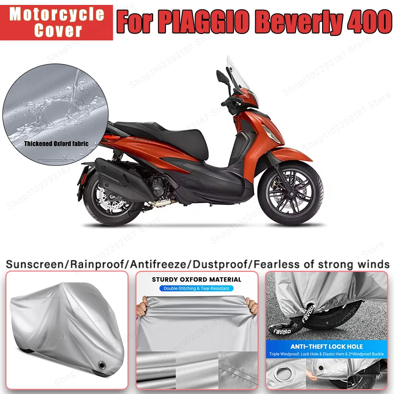 

For PIAGGIO Beverly 400 No Ear Motorcycle Cover -Outdoor Full Body Protection, Waterproof Dustproof Sunscreen Moto Accessory
