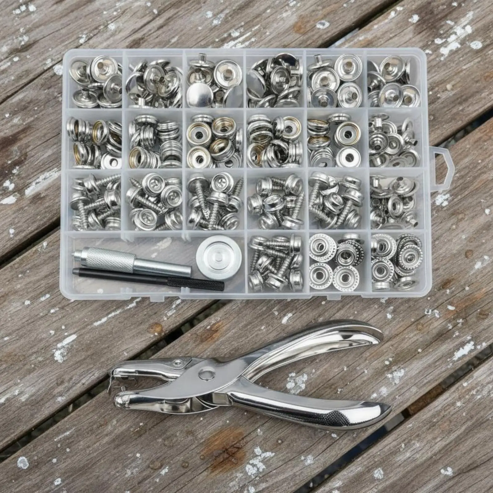 80 Sets Stainless Steel Snap Fastener Kit Includes Tools Metal Snap Button Set