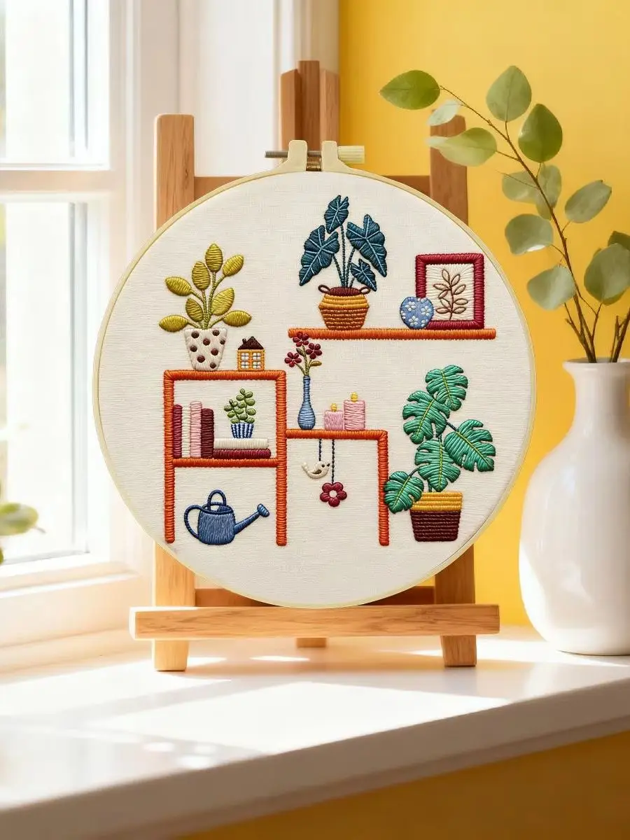 1 Stück 20X20CM/15X15CM 7,87/6,3 Zoll Regal-Stickerei-Starter-Kit DIY-Kit DIY-Stickerei-Set Handarbeiten Malerei – Detail 6