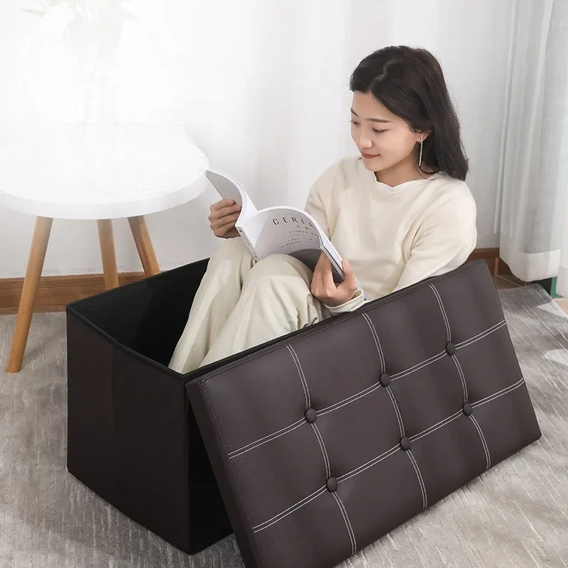 Outdoor Storage Ottoman Patio Bench Deck Box Garden Seat Waterproof Lockable Foldable Portable Cushioned Stool Furniture Storage view 4
