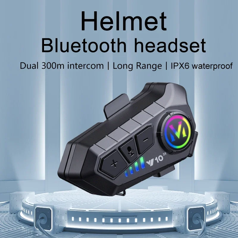 1/2PCS Motorcycle Intercom Helmet Headset Wireless Intercommunicator for 2 Riders 300M Waterproof Interphone Handsfree Call image 2