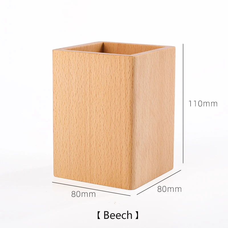 Natural Walnut Wood Square Pen Holder Minimalist Desk Organizer Pencil Cup for Office Home Decor Wooden Pen Storage Container