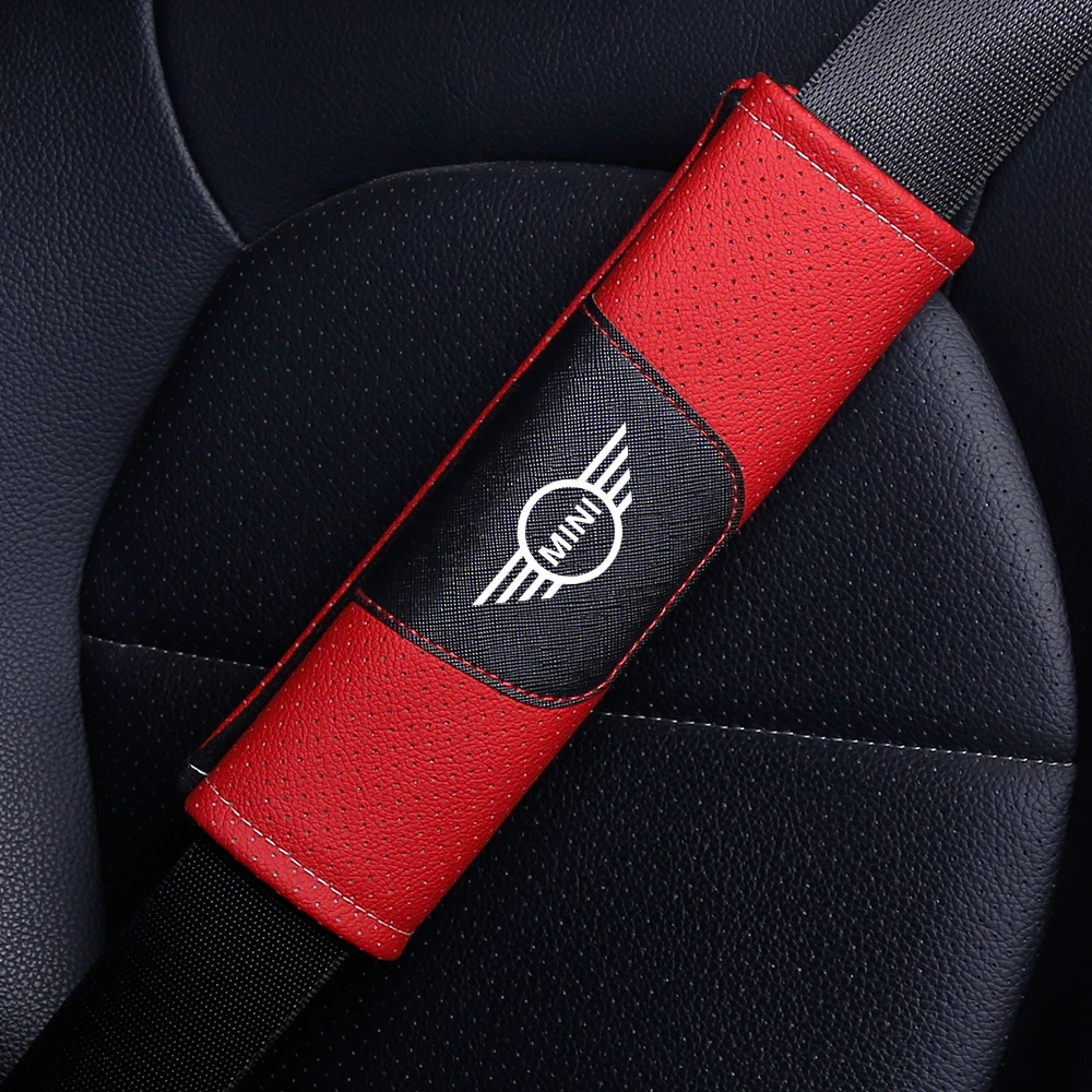 1 Piece High quality leather car seat belt shoulder pad for Mini Cooper S R55 R56 R50 R53 R60 F55 F56 Car Interior Accessories