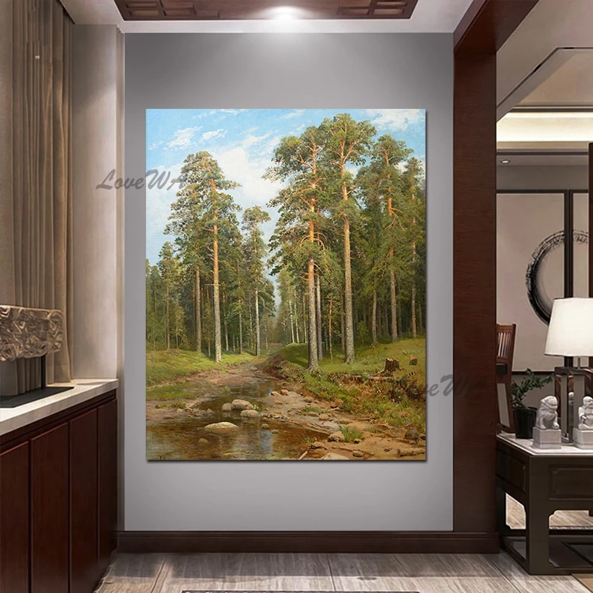 

Realistically Russian Forest Scenery Oil Painting Art Famous Ivan Shishkin Paintings Art Wall Decor No Framed Artwork Canvas