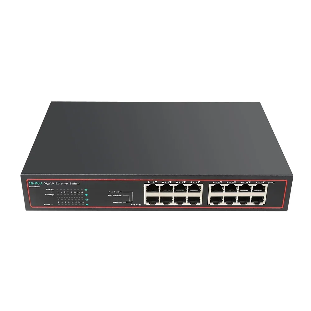 Poe Switch Ethernet 16 port jaringan 10/100mbps port Ieee 802.3 Af nirkabel Ap Uplink sakelar jaringan