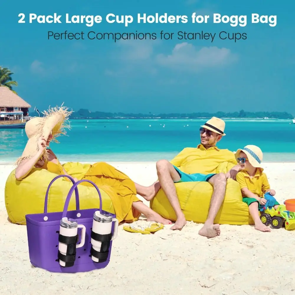 Rubber Beach Bag Drink Holder for Bogg Bag DIY Handbag Storage Bag for Stanley Portable Nylon Cup Holder for Bogg Bag/Beach Bag