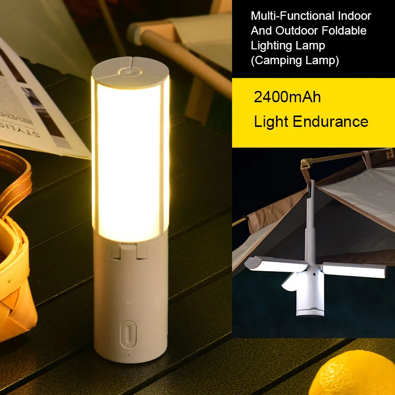 Portable Outdoor Camping Lamp Foldable Rechargeable Camping Torch Night Emergency Lamp Multi-function Camping BBQ Tent Light