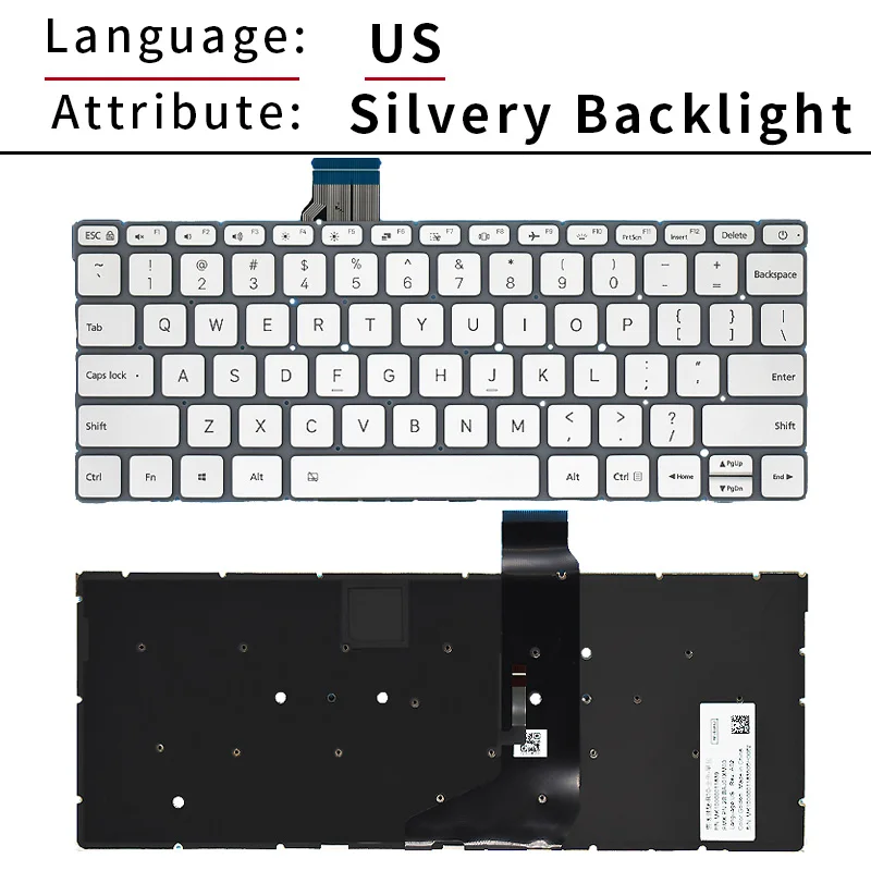 Clavier rétro-éclairé pour ordinateur portable Xiaomi Mi, version américaine et anglaise, d'origine, pour air12.5, 13.3, 161201, TM1607, 161301, TM1704, TM1604, TM1613R