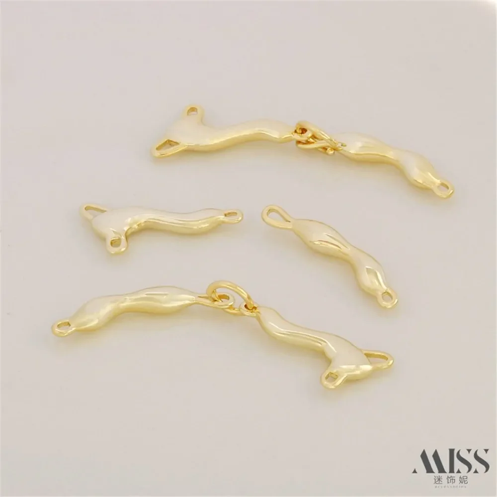 14K Gold-wrapped Horn Connector DIY Link Rod Double Hanging Special-shaped Branch Bracelet Necklace Jewelry Accessories