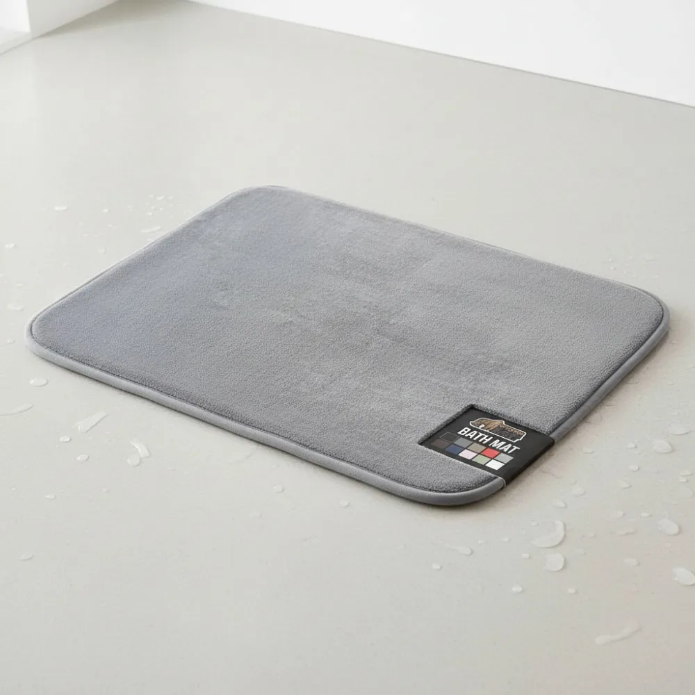 

Memory Foam Bath Rugs, Soft Absorbent Velvet Mats, Durable Non-Slip Dots, Machine Washable Shower Floor Carpet 36x24 Gray