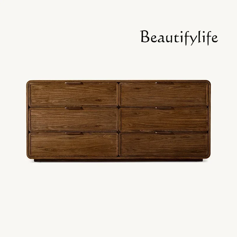 

FG28American Idyllic Natural Solid Wood Chest of Drawers Locker Side Cabinet Living Room Small Apartment Villa
