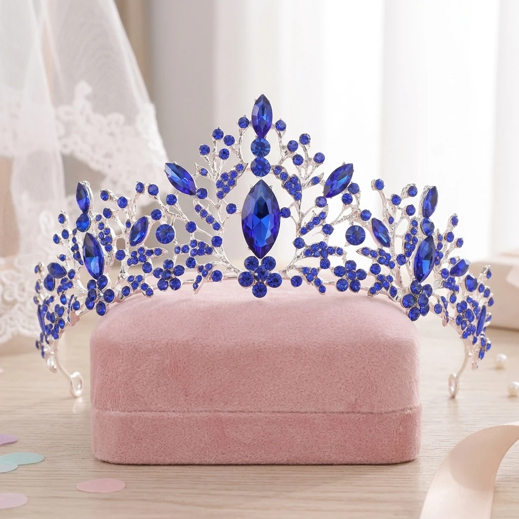 Princess Tiara Sparkling Crown Headpiece for Wedding Bridal Party Birthday Gift Elegant Crystal Alloy Hair Accessory Jewelry